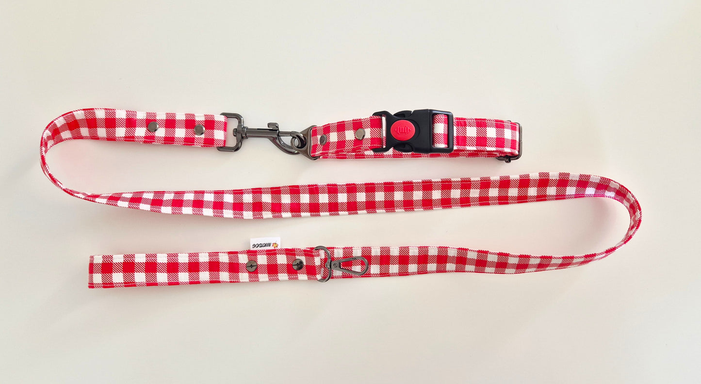 Laisse + collier Vichy